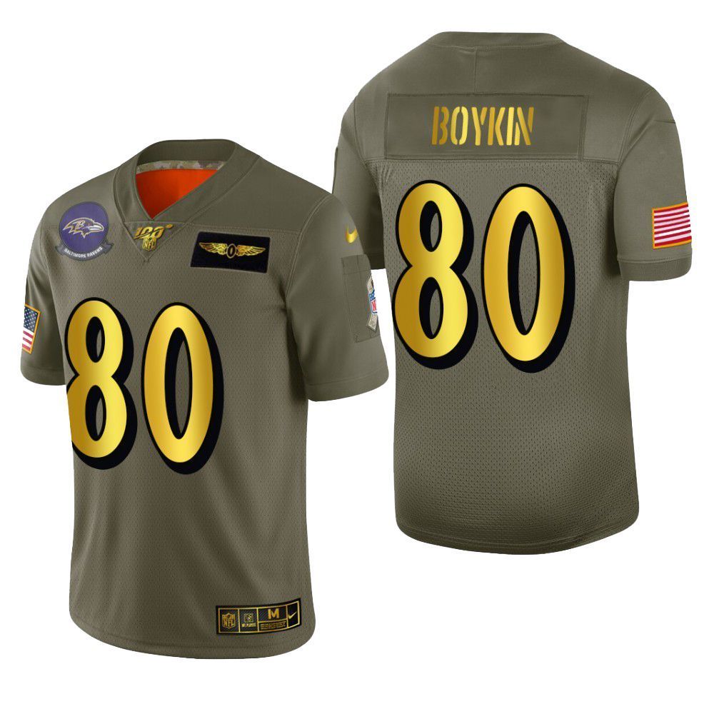Baltimore Ravens Miles Boykin 2019 Salute To Service Nfl 100 Mens Jersey Metallic
