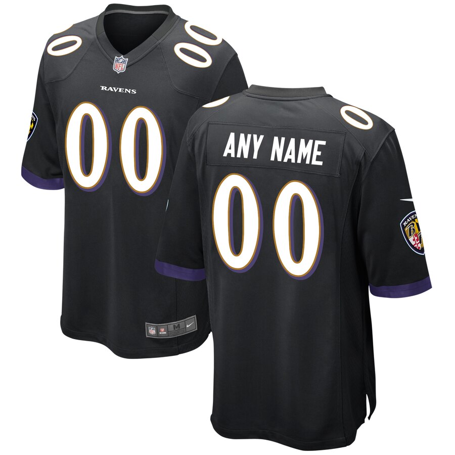 Baltimore Ravens Nike Alternate Replica Custom Game Jersey Black