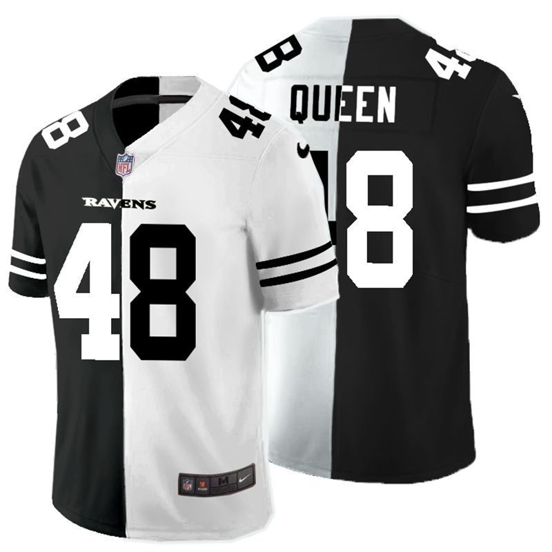 Baltimore Ravens Patrick Queen 48 Nfl 2020 Black And White Jersey
