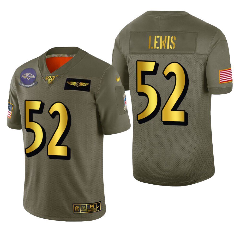 Baltimore Ravens Ray Lewis 2019 Salute To Service Nfl 100 Mens Jersey Metallic