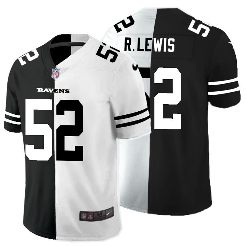 Baltimore Ravens Ray Lewis 52 Nfl 2020 Black And White Jersey
