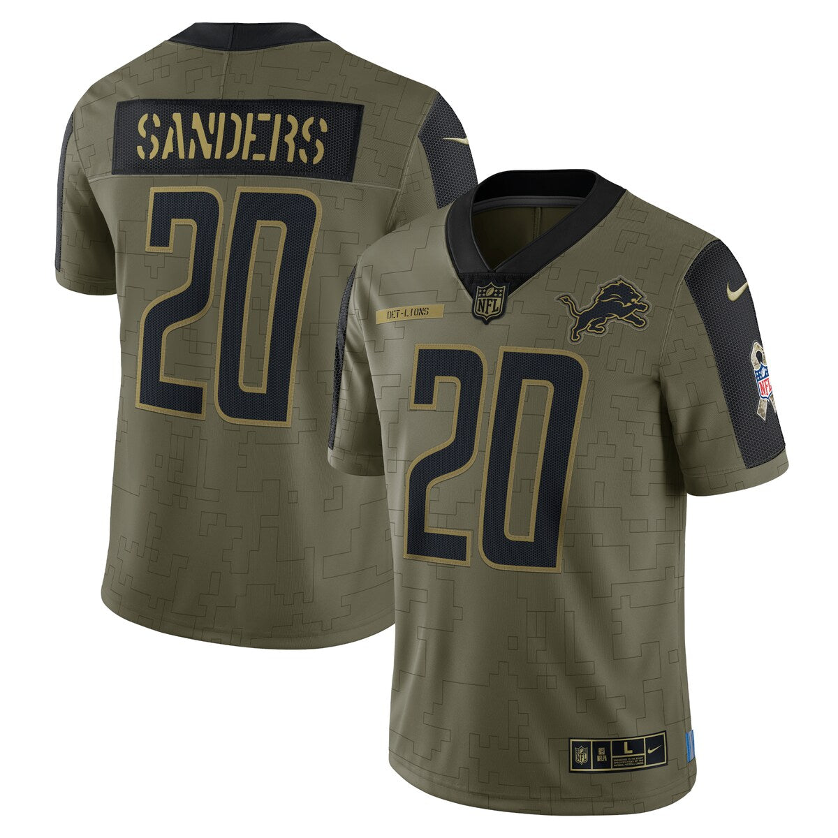 Barry Sanders Detroit Lions Nike 2021 Salute To Service Retired Player Limited Jersey Olive