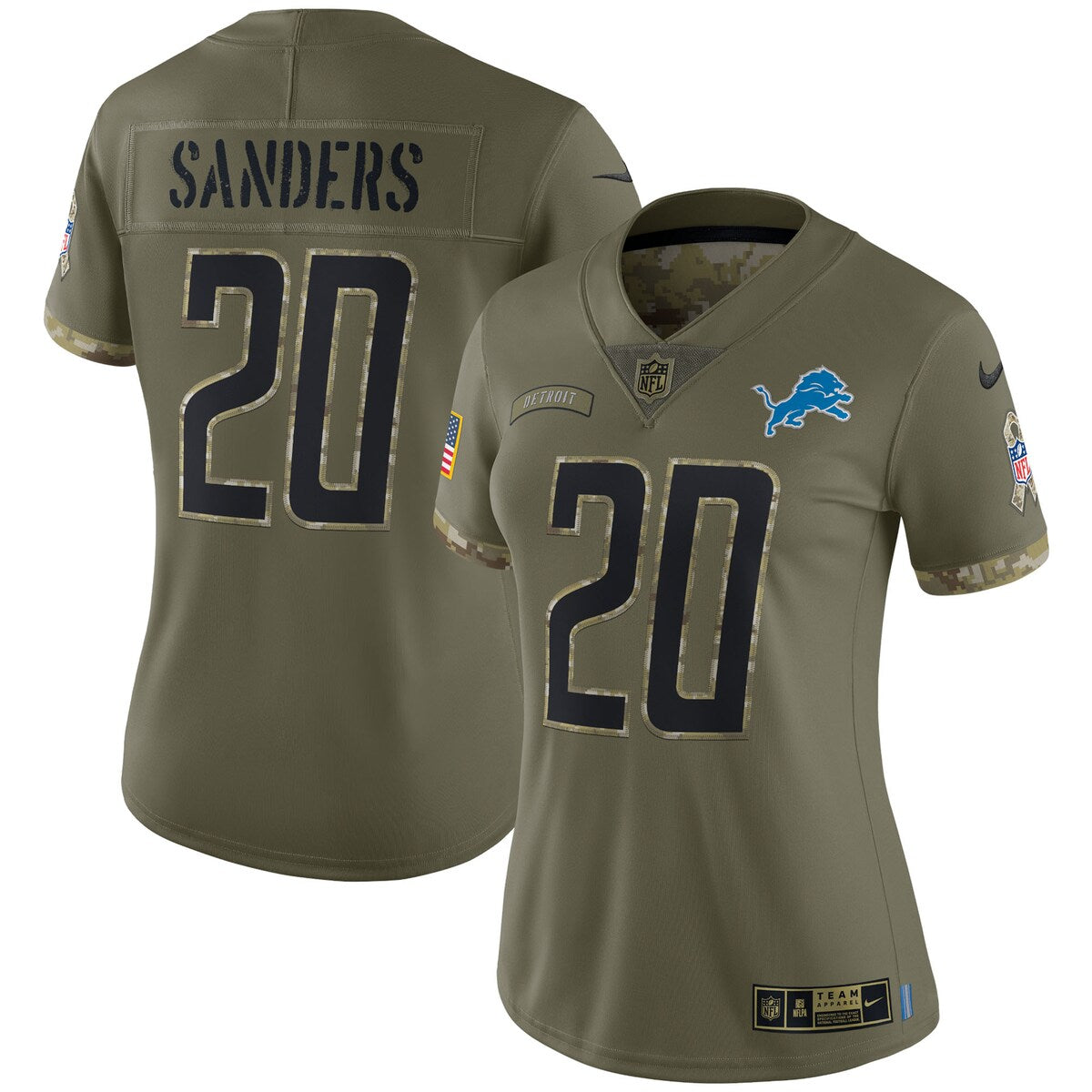 Barry Sanders Detroit Lions Nike Womens 2022 Salute To Service Retired Player Limited Jersey Olive
