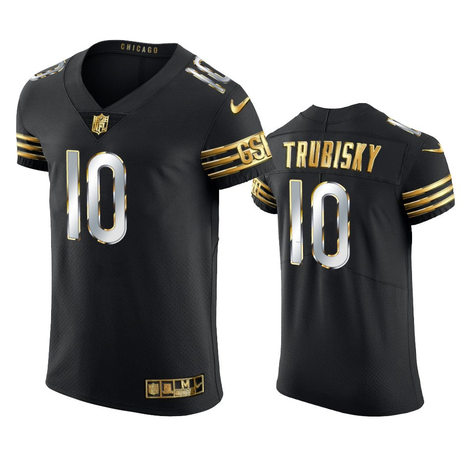 Bears Mitchell Trubisky Golden Edition Black Vapor Elite Jersey