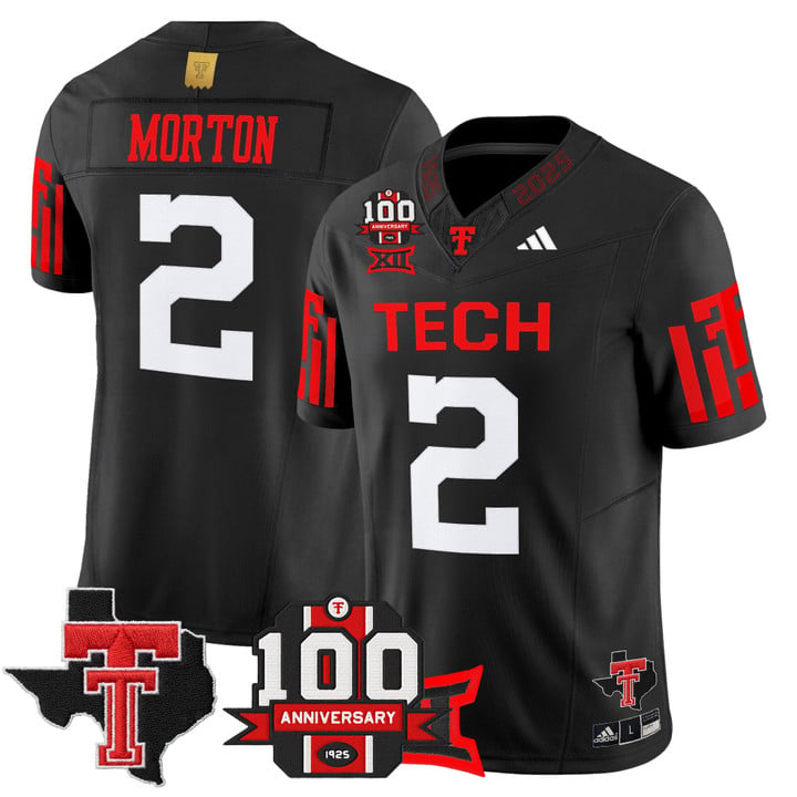 Behren Morton Jersey #2 Texas Tech 2025 100th Anniversary Patch Stitched