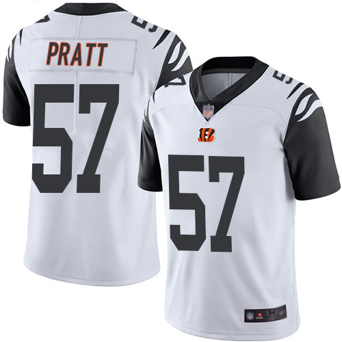 Bengals 57 Germaine Pratt White Mens Stitched Football Limited Rush Jersey