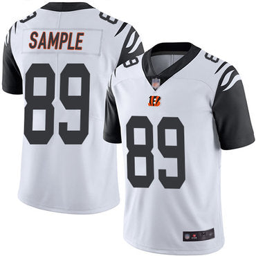Bengals 89 Drew Sample White Mens Stitched Football Limited Rush Jersey