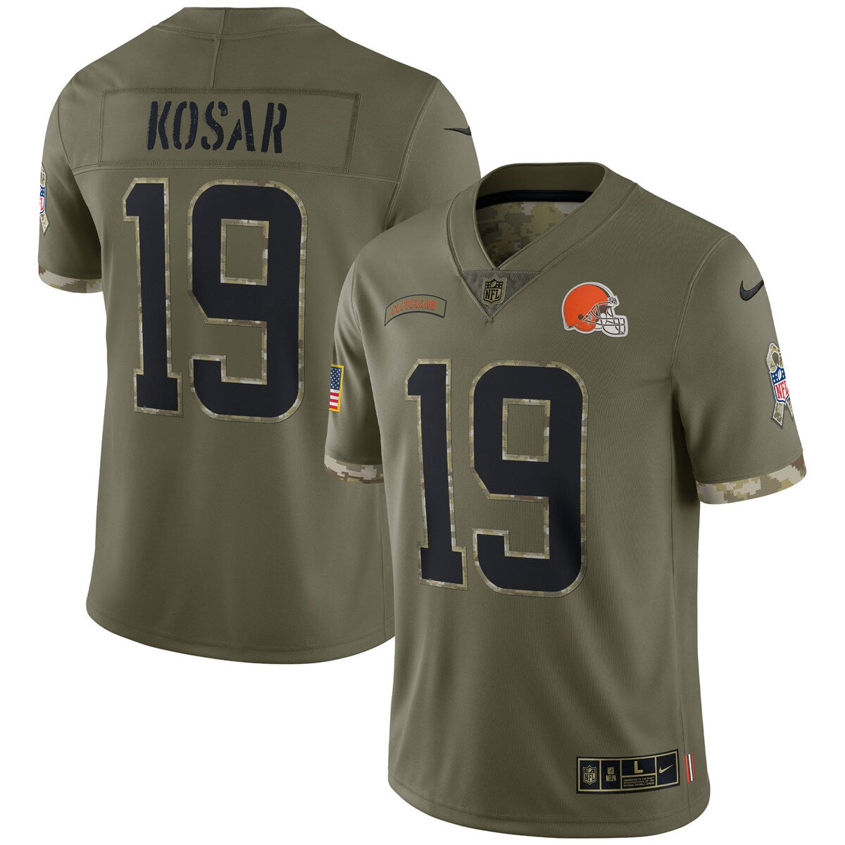Bernie Kosar Cleveland Browns 2022 Salute To Service Retired Player Limited Jersey Olive