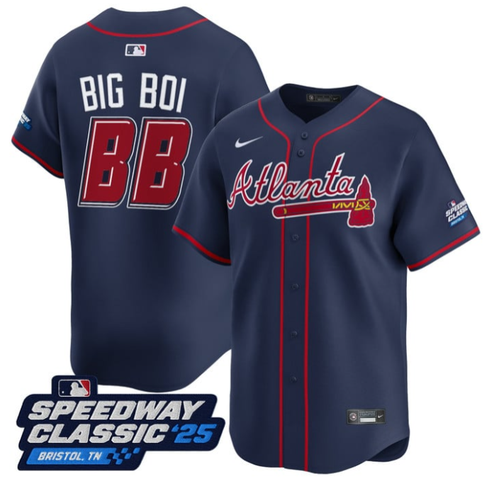 Big Boi Jersey #BB Atlanta Braves Speedway Classic Limited Stitched Navy