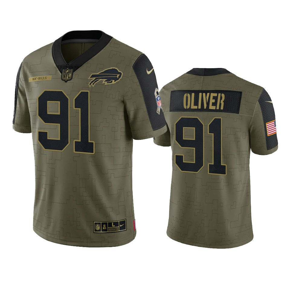 Bills Ed Oliver Limited Jersey Olive 2021 Salute To Service