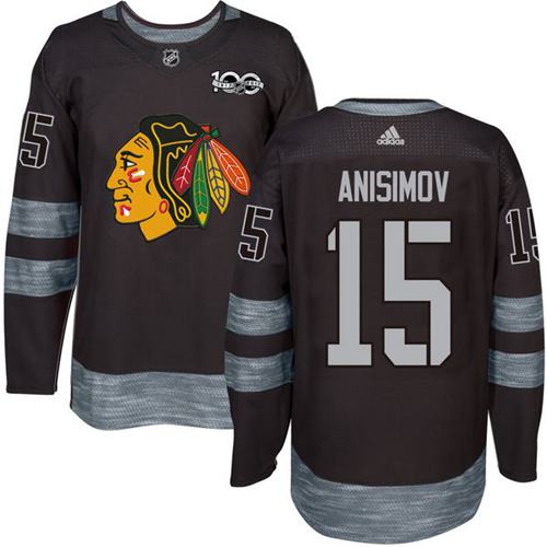 Blackhawks 15 Artem Anisimov Black 1917 2017 100th Anniversary Stitched Nhl Jersey