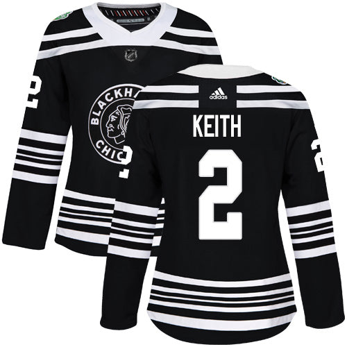 Blackhawks 2 Duncan Keith Black Authentic 2019 Winter Classic Womens Stitched Hockey Jersey