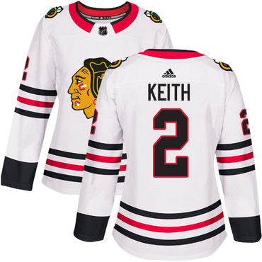 Blackhawks 2 Duncan Keith White Road Authentic Womens Stitched Hockey Jersey