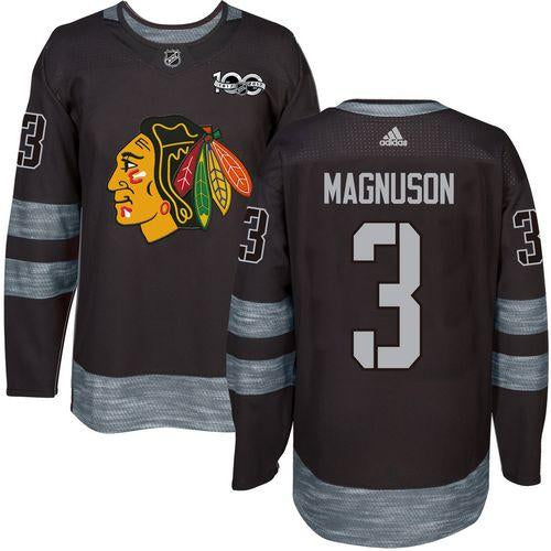 Blackhawks 3 Keith Magnuson Black 1917 2017 100th Anniversary Stitched Nhl Jersey