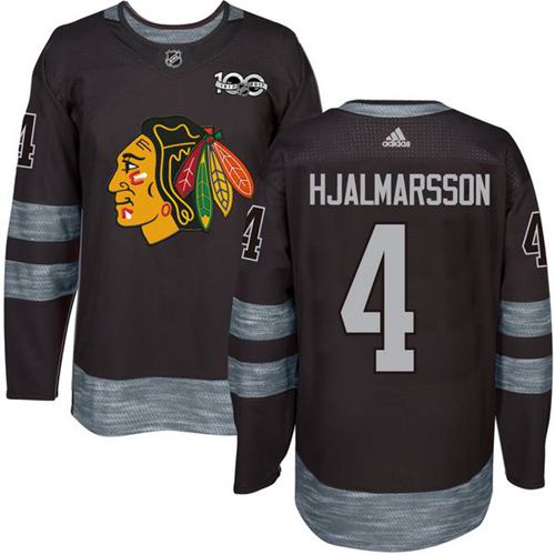 Blackhawks 4 Niklas Hjalmarsson Black 1917 2017 100th Anniversary Stitched Nhl Jersey