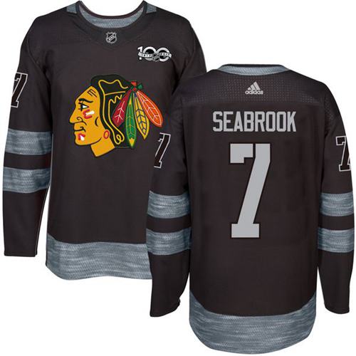 Blackhawks 7 Brent Seabrook Black 1917 2017 100th Anniversary Stitched Nhl Jersey