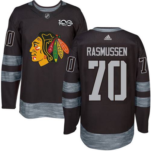 Blackhawks 70 Dennis Rasmussen Black 1917 2017 100th Anniversary Stitched Nhl Jersey