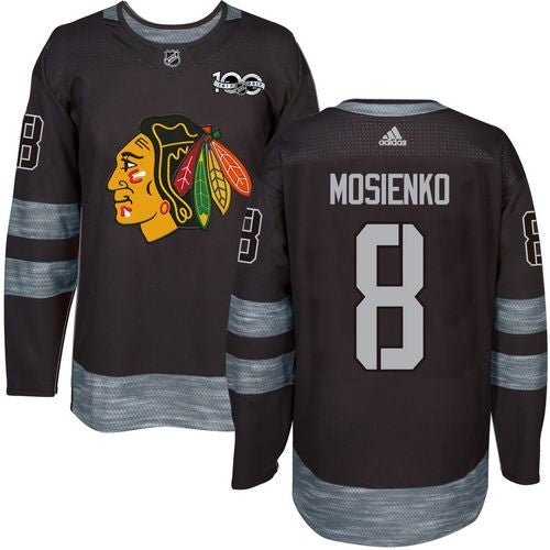 Blackhawks 8 Bill Mosienko Black 1917 2017 100th Anniversary Stitched Nhl Jersey