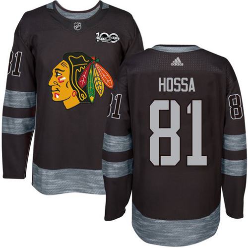 Blackhawks 81 Marian Hossa Black 1917 2017 100th Anniversary Stitched Nhl Jersey
