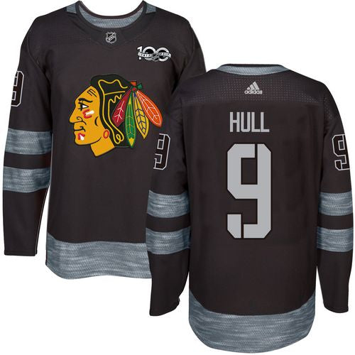 Blackhawks 9 Bobby Hull Black 1917 2017 100th Anniversary Stitched Nhl Jersey