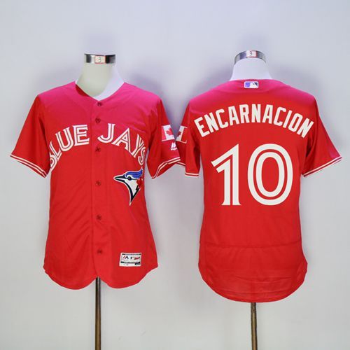 Blue Jays 10 Edwin Encarnacion Red Flexbase Authentic Collection Canada Day Stitched Mlb Jersey