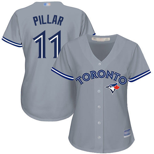 Blue Jays 11 Kevin Pillar Grey Road Womens Stitched Baseball Jersey