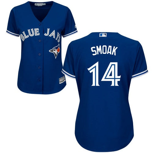 Blue Jays 14 Justin Smoak Blue Alternate Womens Stitched Baseball Jersey