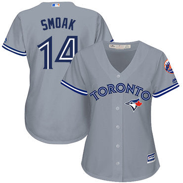Blue Jays 14 Justin Smoak Grey Road Womens Stitched Baseball Jersey