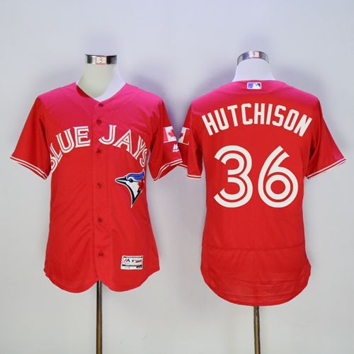 Blue Jays 36 Drew Hutchison Red Flexbase Authentic Collection Canada Day Stitched Mlb Jersey