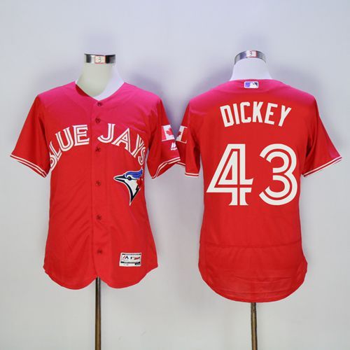 Blue Jays 43 Ra Dickey Red Flexbase Authentic Collection Canada Day Stitched Mlb Jersey
