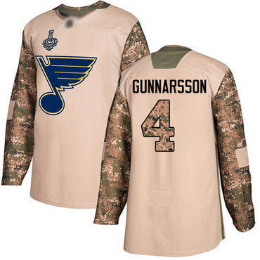 Blues 4 Carl Gunnarsson Camo Authentic 2017 Veterans Day Stanley Cup Final Bound Stitched Hockey Jersey