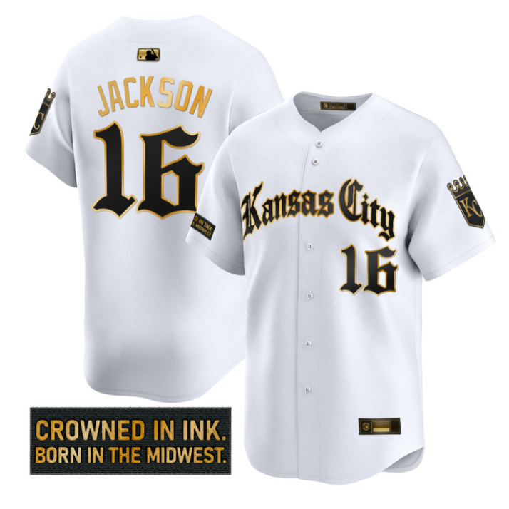 Bo Jackson Jersey #16 Kansas City Royals Gothic Crown Edition Stitched White Gol