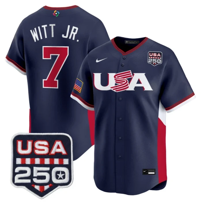 Bobby Witt Jr Jersey #7 Team USA World Baseball Classic 250 USA 2026 Roster Stit