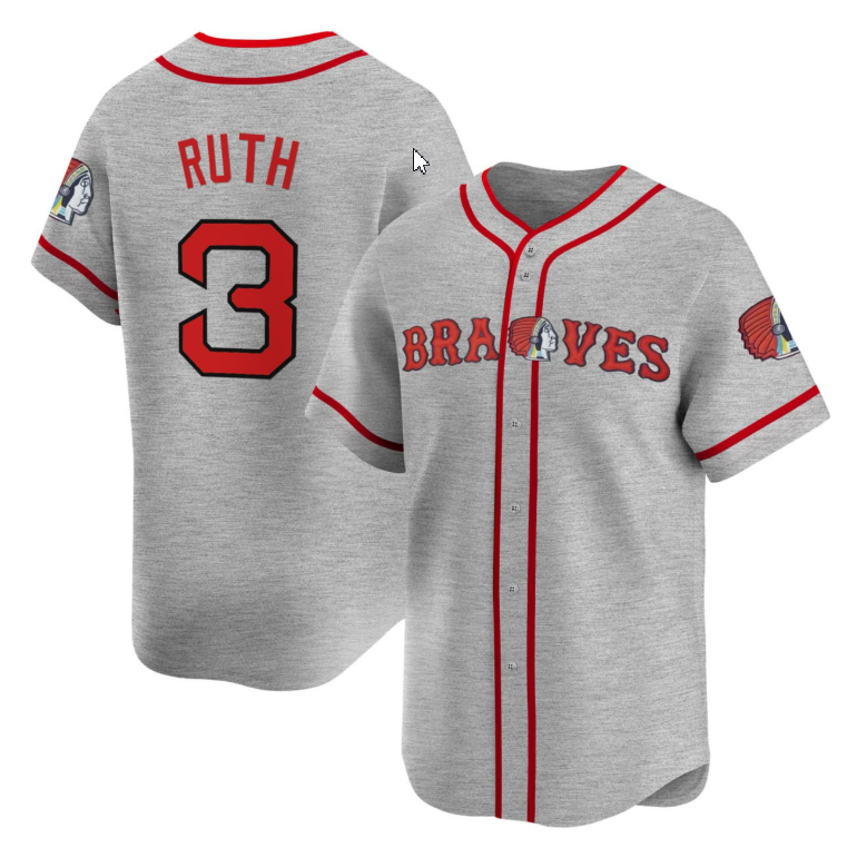Boston Braves Ruth #3 Dark Grey Baseball Jersey All Stitched