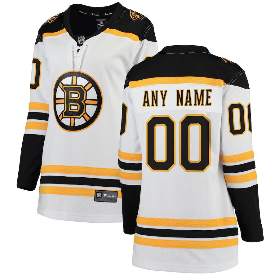 Boston Bruins Fanatics Branded Womens Away Breakaway Custom Jersey White