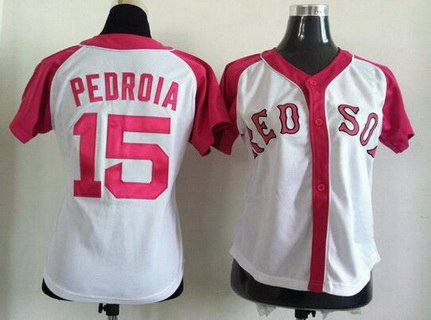 Boston Red Sox 15 Dustin Pedroia Fashion Womens By Majestic Athletic Jersey