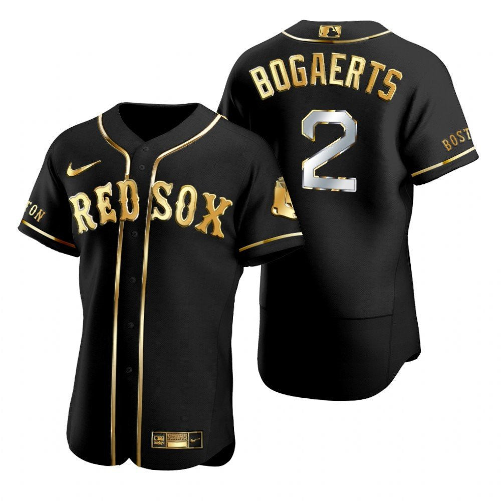 Boston Red Sox 2 Xander Bogaerts Mlb Golden Brandedition Black Jersey Gift For Red Sox Fans