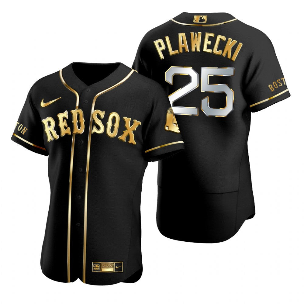 Boston Red Sox 25 Kevin Plawecki Mlb Golden Brandedition Black Jersey Gift For Red Sox Fans
