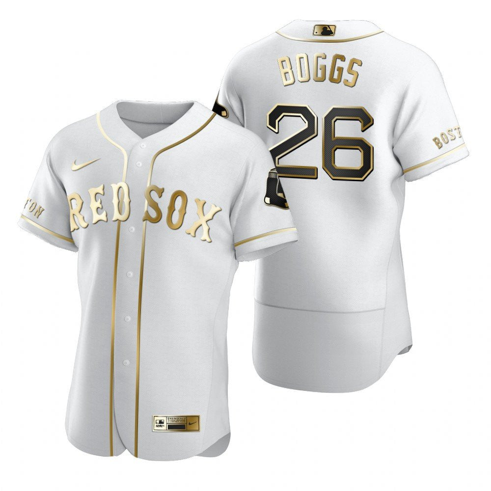 Boston Red Sox 26 Wade Boggs Mlb Golden Brandedition White Jersey Gift For Red Sox Fans