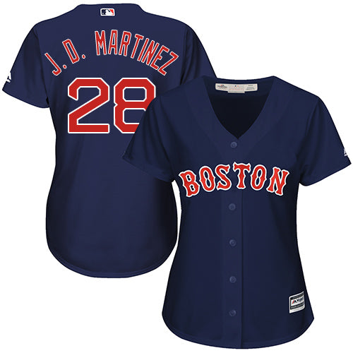Boston Red Sox 28 J D Martinez Navy Blue Alternate Womens Stitched Mlb Jersey