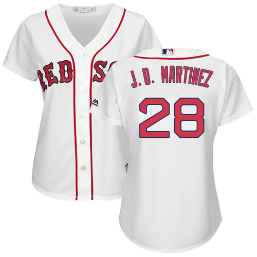 Boston Red Sox 28 J D Martinez White Home Womens Stitched Mlb Jersey