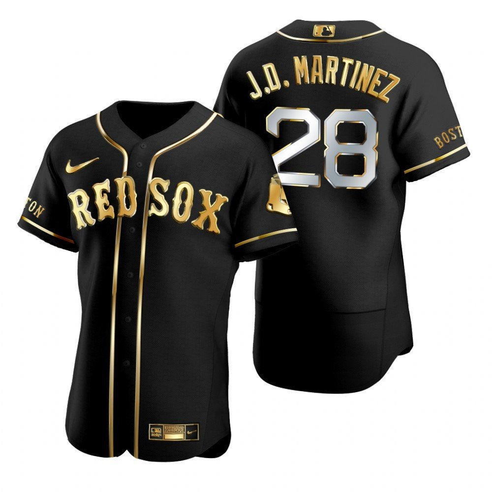 Boston Red Sox 28 Jd Martinez Mlb Golden Brandedition Black Jersey Gift For Red Sox Fans