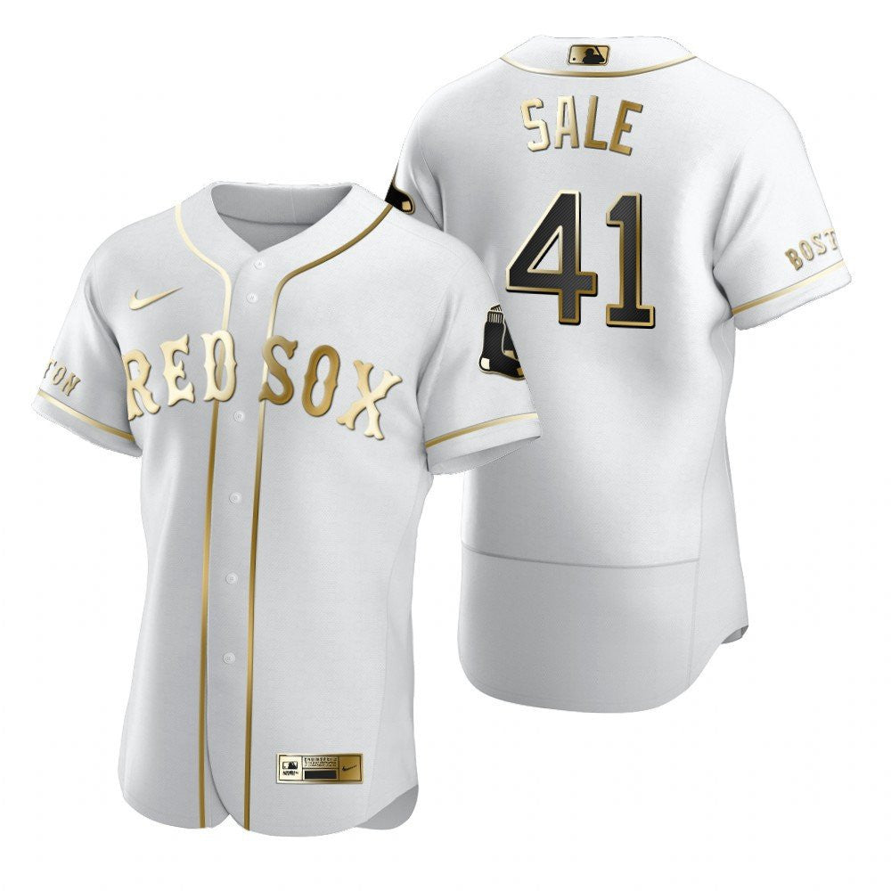Boston Red Sox 41 Chris Sale Mlb Golden Brandedition White Jersey Gift For Red Sox Fans
