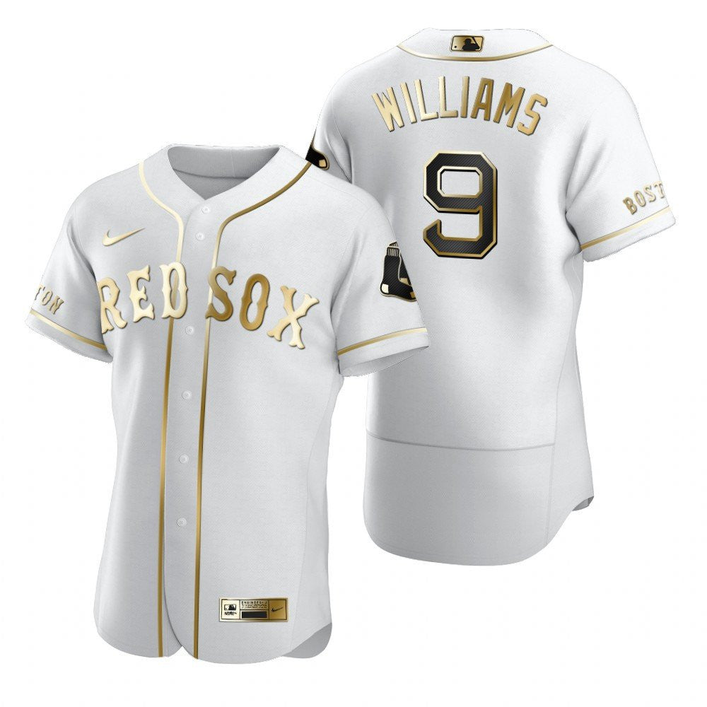Boston Red Sox 9 Ted Williams Mlb Golden Brandedition White Jersey Gift For Red Sox Fans