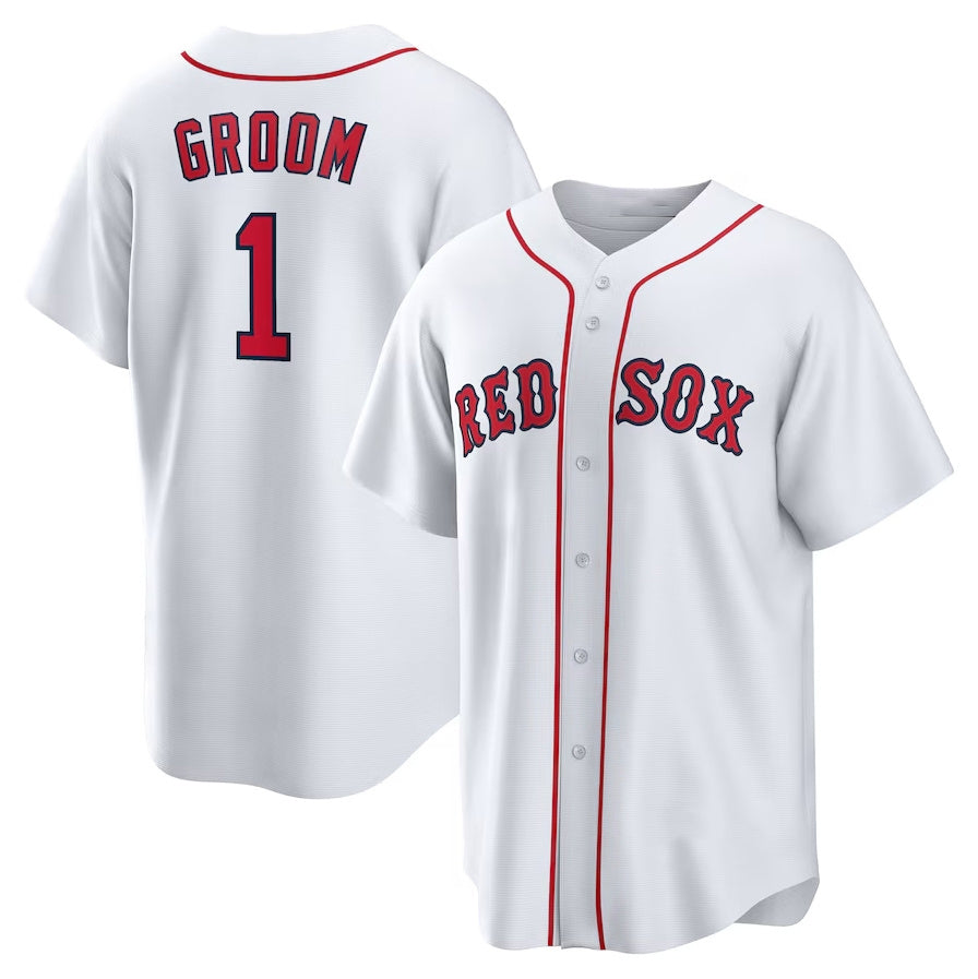 Boston Red Sox #1 Groom Home Replica Jersey White Stitched Baseball Jersey