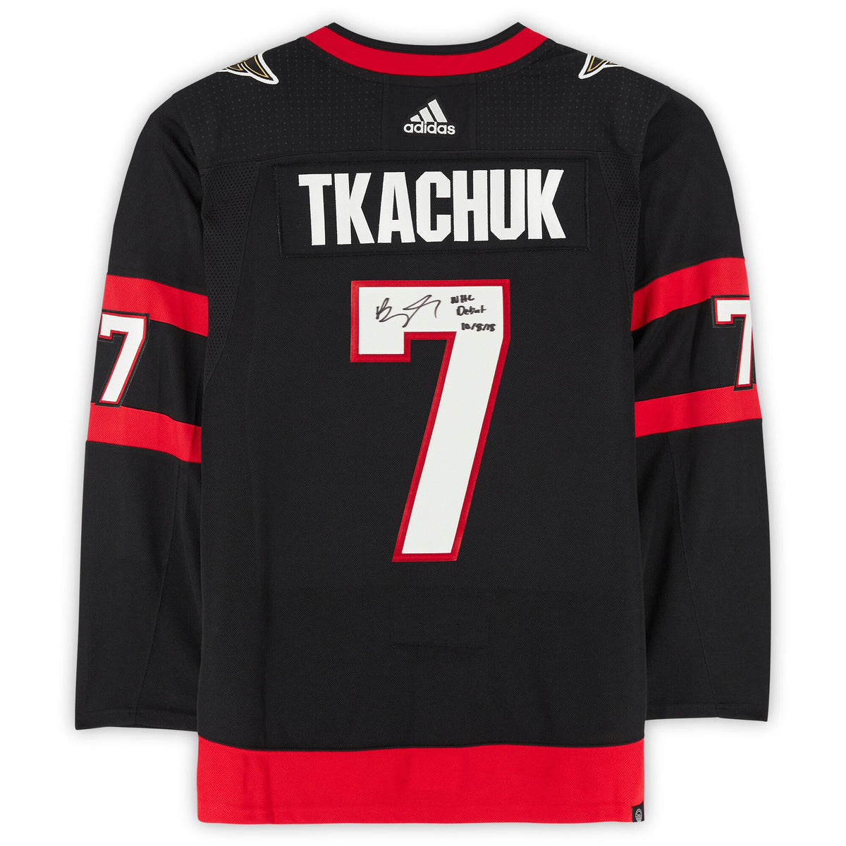Brady Tkachuk Ottawa Senators Autographed Jersey With Nhl Debut 10818 Inscription Black