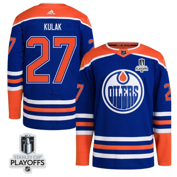 Brett Kulak 27 Edmonton Oilers 2024 NHL Playoffs Patch Home Jersey Men