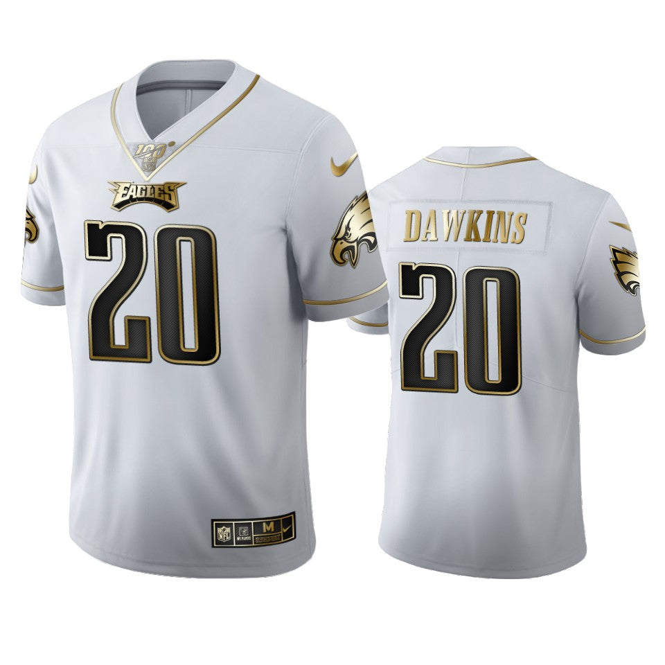 Brian Dawkins Eagles White 100th Season Golden Edition Jersey