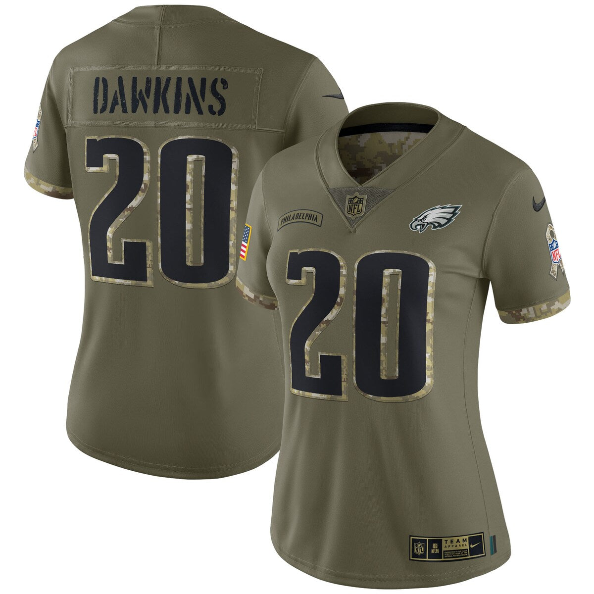 Brian Dawkins Philadelphia Eagles Nike Womens 2022 Salute To Service Retired Player Limited Jersey Olive