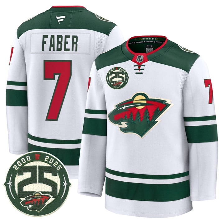 Brock Faber Jersey #7 Minnesota Wild 25th Anniversary Patch Stitched